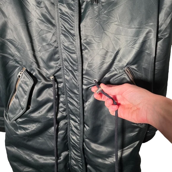 Mackage Small Down Parka Real Fur Trim Hood Long Puffer Coat Dark Green Womens S - Picture 5 of 16